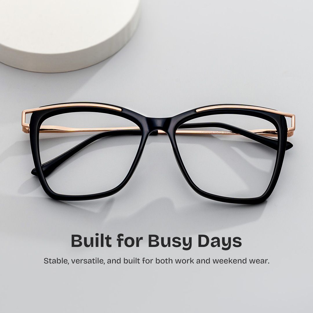 Krystle Square Black Eyeglasses and Glasses Frames0