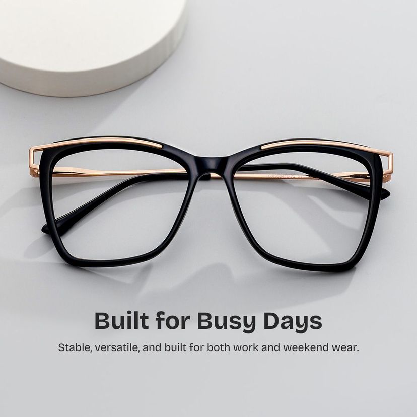 Krystle Black Square Glasses