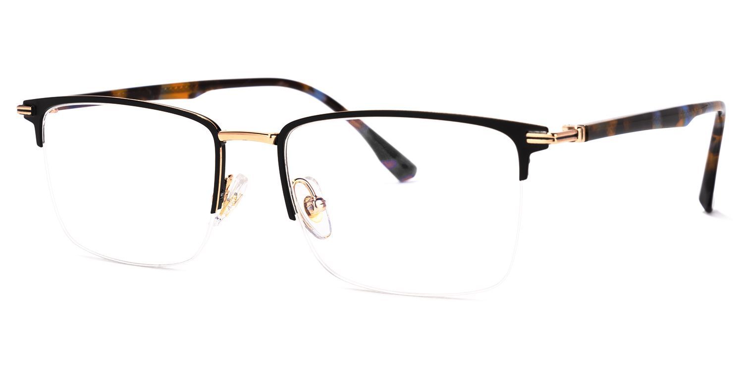 Simms Square Black Glasses with Semi-Rimless | ZEELOOL1