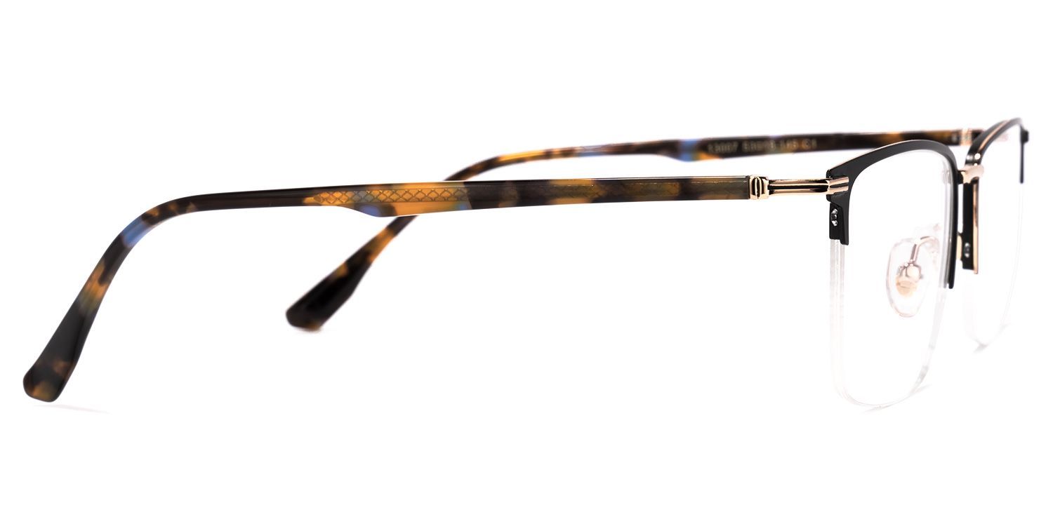 Simms Square Black Glasses with Semi-Rimless | ZEELOOL2
