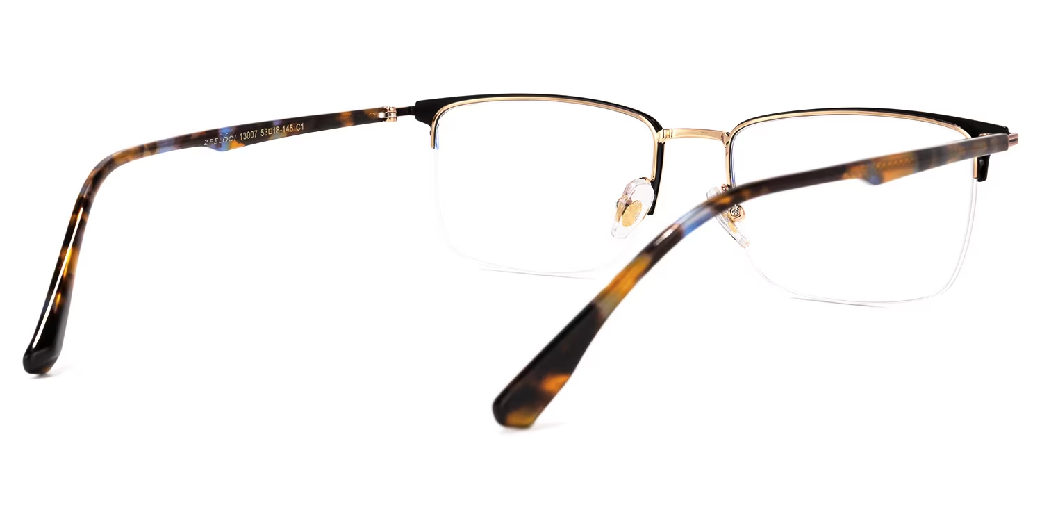 Simms Square Black Glasses with Semi-Rimless | ZEELOOL3