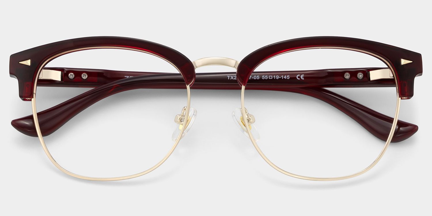 Lasha Red Browline Mixed Frame Glasses for Women | ZEELOOL2