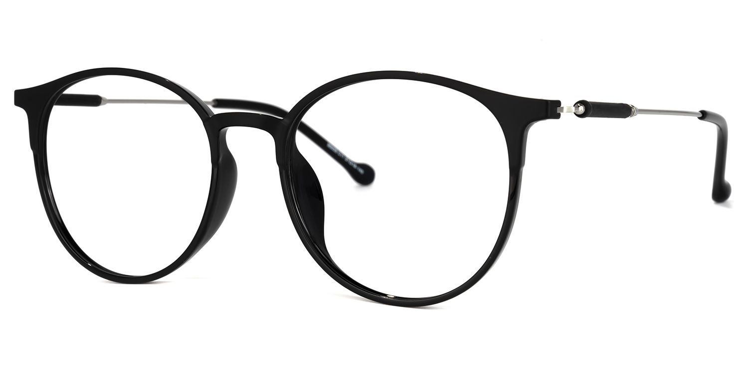 Gamble Round Black Frame Glasses | ZEELOOL1