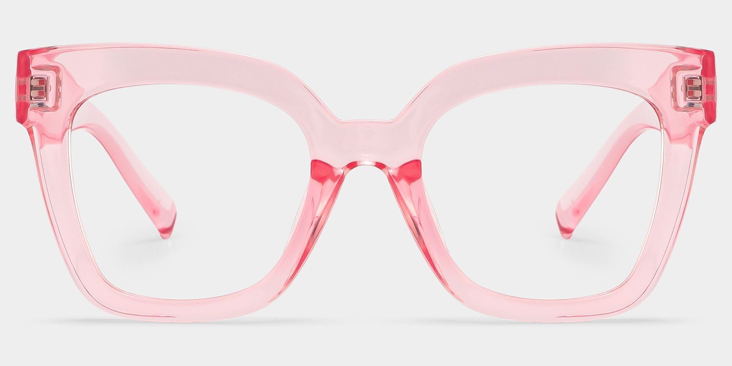 Malcolm Pink Translucent Glasses with Square Frames0